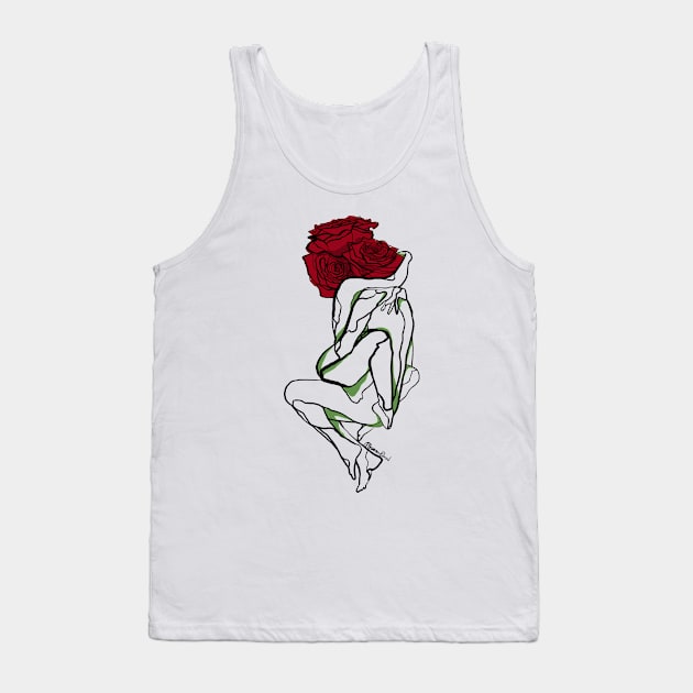 Single Line - Bouquet Tank Top by MaxencePierrard